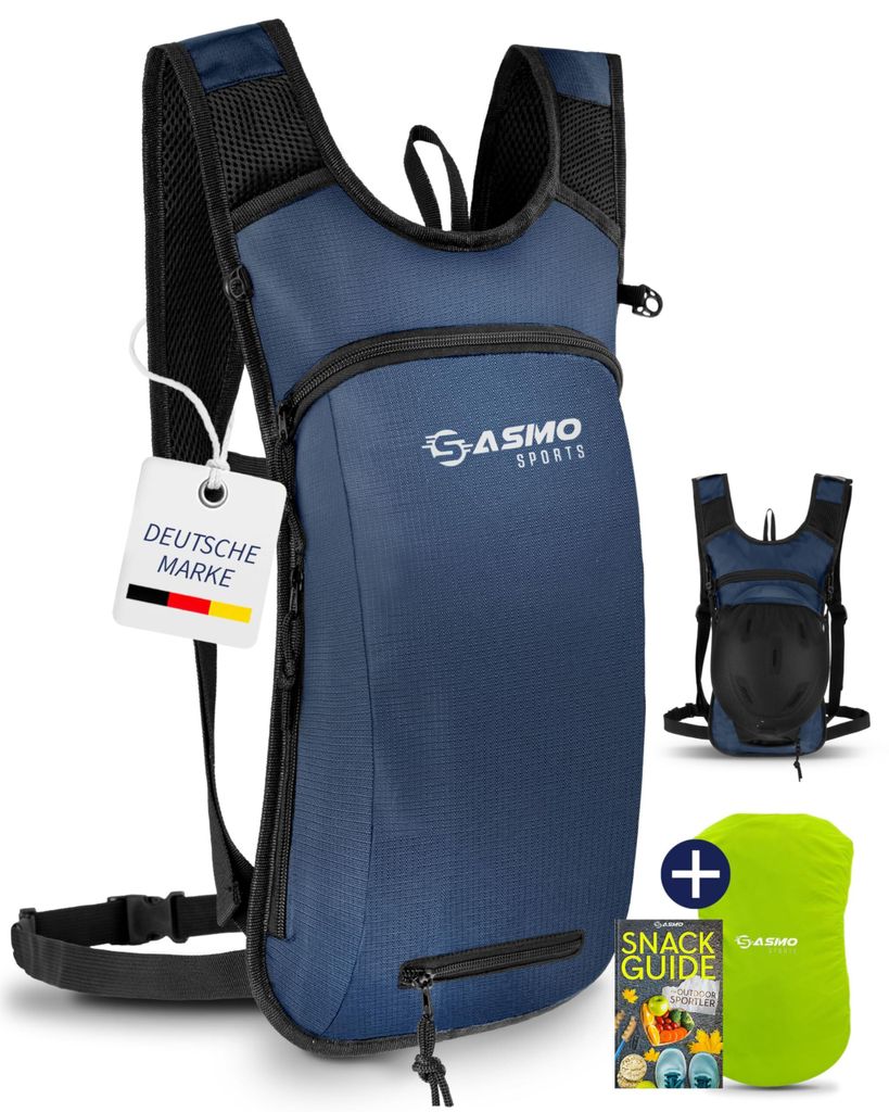 SASMO Fahrradrucksack klein 6L (Blau) - Thermofach & Helmnetz | MTB Rucksack & Skirucksack - Ultraleicht 350g | Fahrrad Rucksack wasserdicht