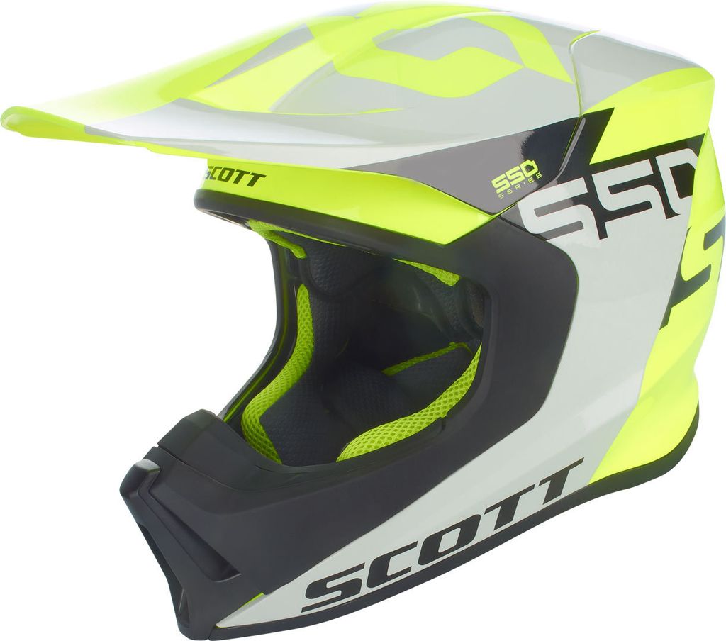 Scott 550 Woodblock ECE Motocross Helm Grösse: S (55/56), Farbe: Grau/Gelb