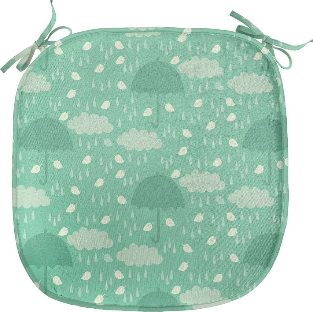 ABAKUHAUS Regenschirm Polster für Esszimmerstühle, Nasses Wetter in Green, Dekoratives wasserfestes Kissen mit Riemen für Küchensitze, 40 cm x ...