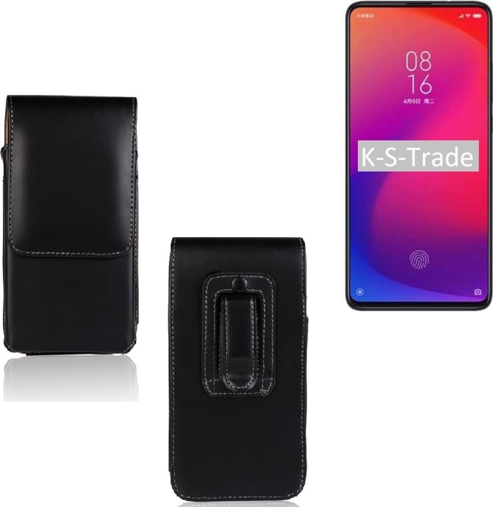 K-S-Trade Gürteltasche für Xiaomi Mi 9T Pro Schutz Hülle Handy Hülle mit Magnetverschluss Holster in schwarz