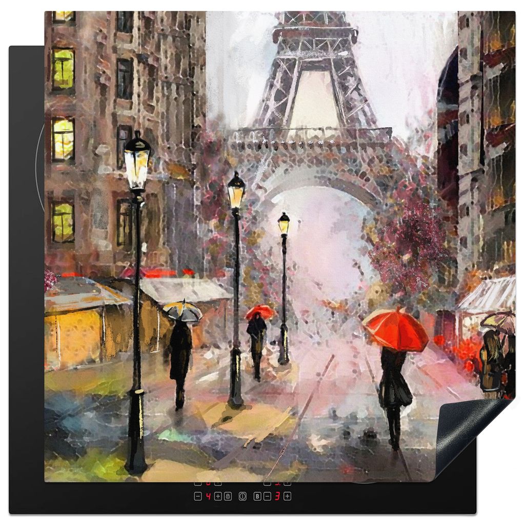 KitchenYeah Herdabdeckplatte Paris - Stadt - Farben - Eiffelturm , 78x78cm, Küche Deko, Glaskeramikkochfeld Herdabdeckung, Abdeckplatte fùr Koc...
