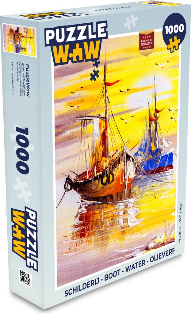 MuchoWow Puzzle 1000 Teile Malerei - Boot - Wasser - Ölfarbe - Spielzeug - Alt und Jung - Spiele - Puzzeln