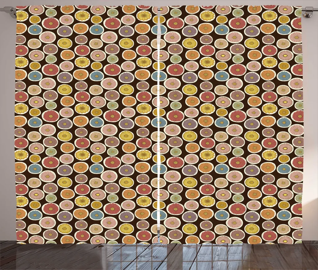 ABAKUHAUS Rideau de Salon Tournesol Rustique 280 x 225 cm Marron