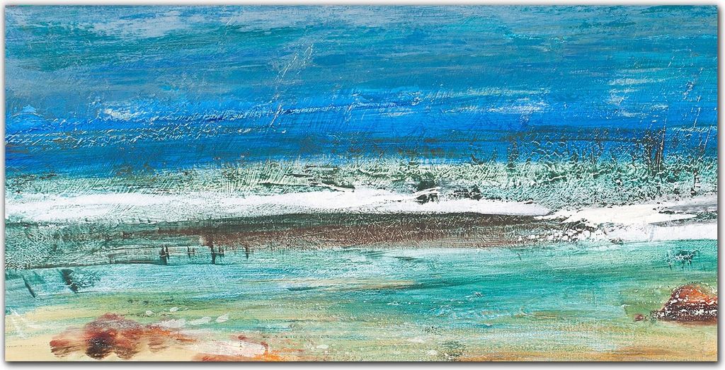 Coloray - Bild aus Glas - 120x60 cm - wanddekoration Küche glasblock mit bild Dekoration wohnzimmer gehärtetes Glas - Strand Meereswellen