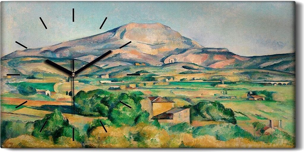 Dekor Leinwand Uhr Wandbilder Geräuschlos Kunstdruck 60x30 Mont Sainte Victoire - schwarze Hände