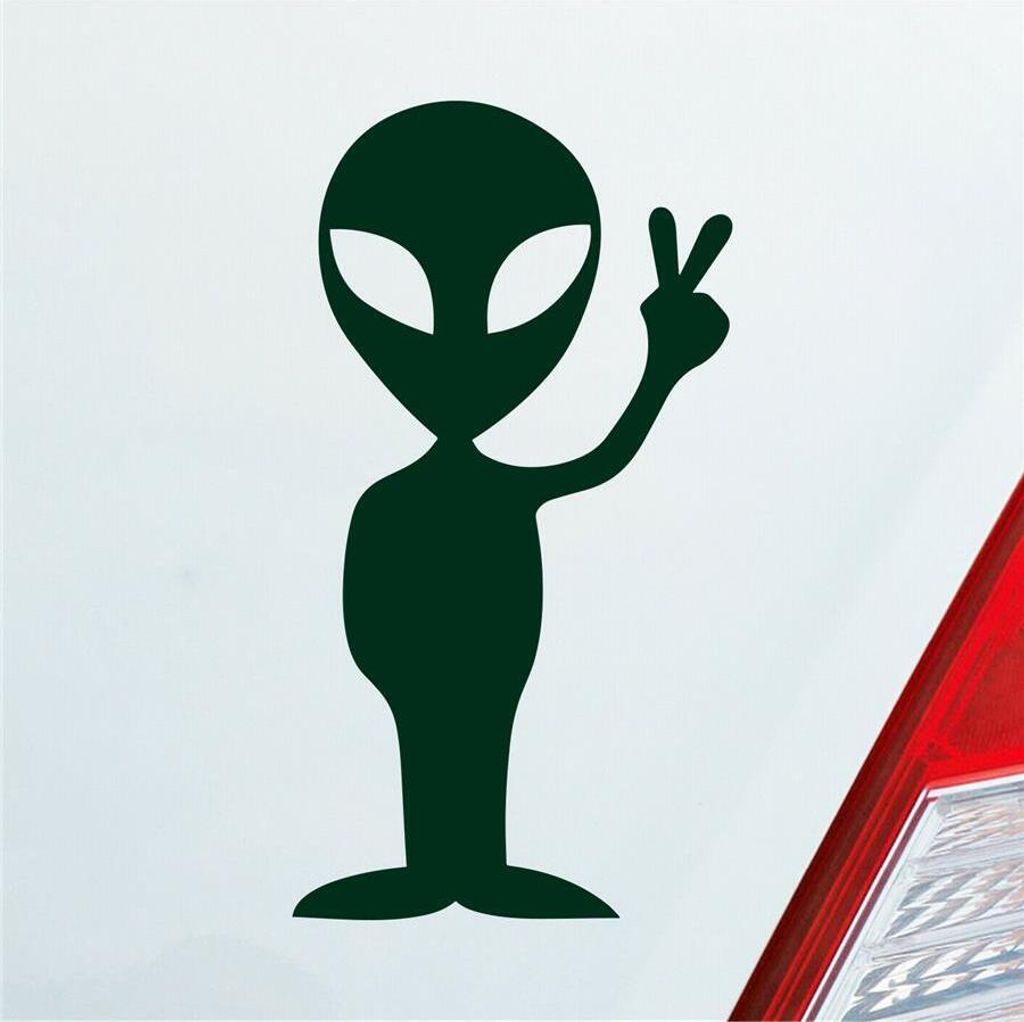 Auto Aufkleber Alien Außerirdischer All Comic Motorrad 12x7 cm Dunkelgrün Sticker Heckscheibenaufkleber