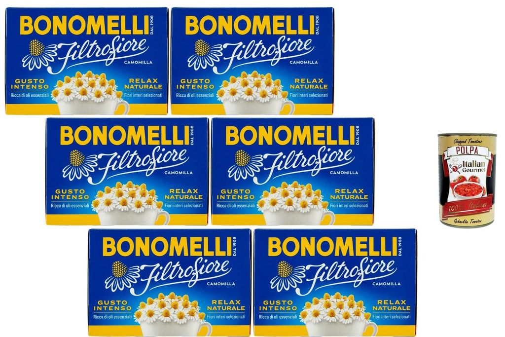 Italian Gourmet Kamillentee Filterblumen Intensiver Geschmack 6×28 g 14 Teebeutel pro Packung Natürliche Entspannung Ganze Kamillenblüten Premiu...