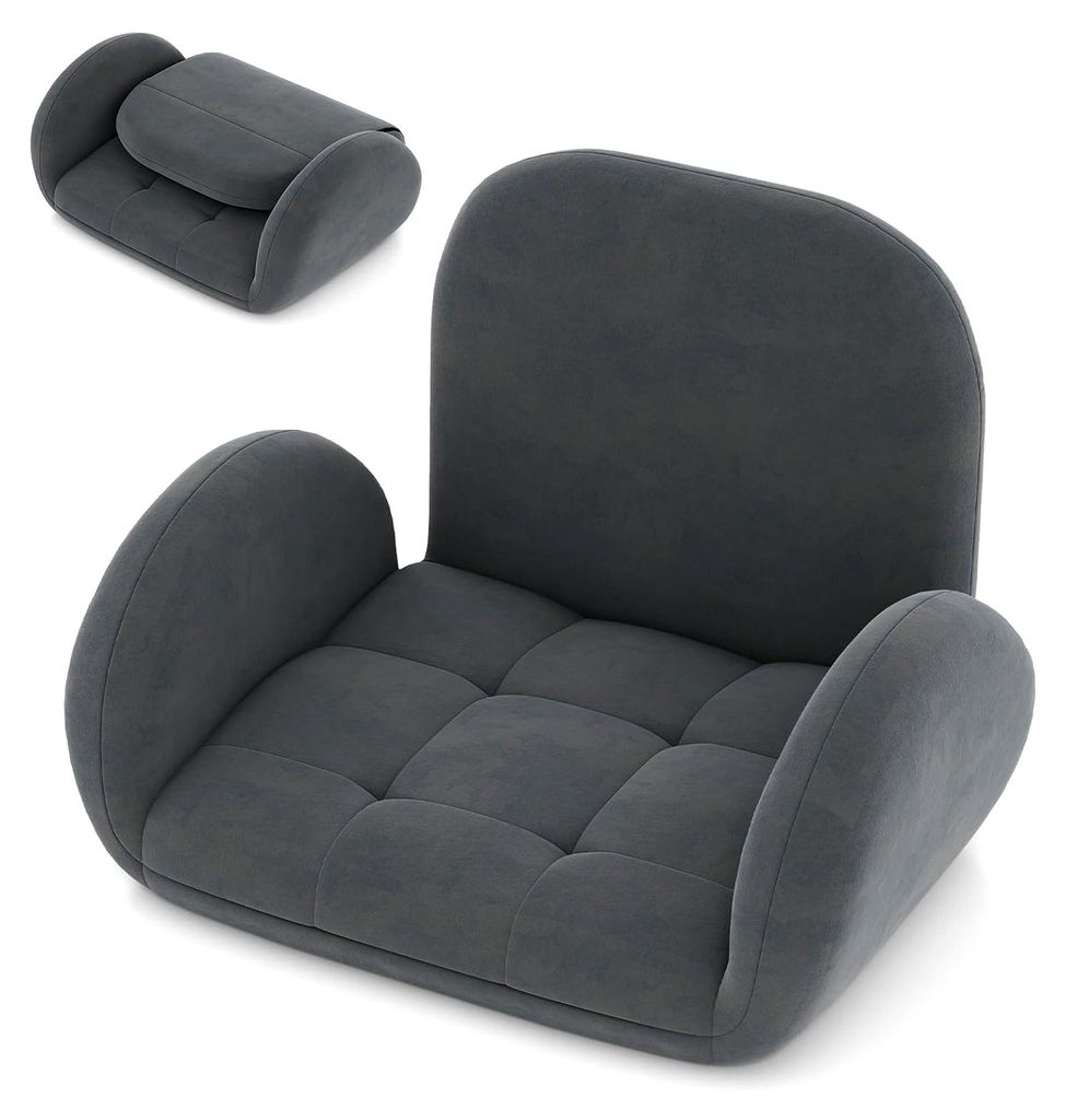 Bodenstuhl mit verstellbarer Rückenlehne und Armlehnen, klappbar, gepolsterter Sitz, Meditationsstuhl, Relaxsessel zum Spielen, Lesen und Meditier...