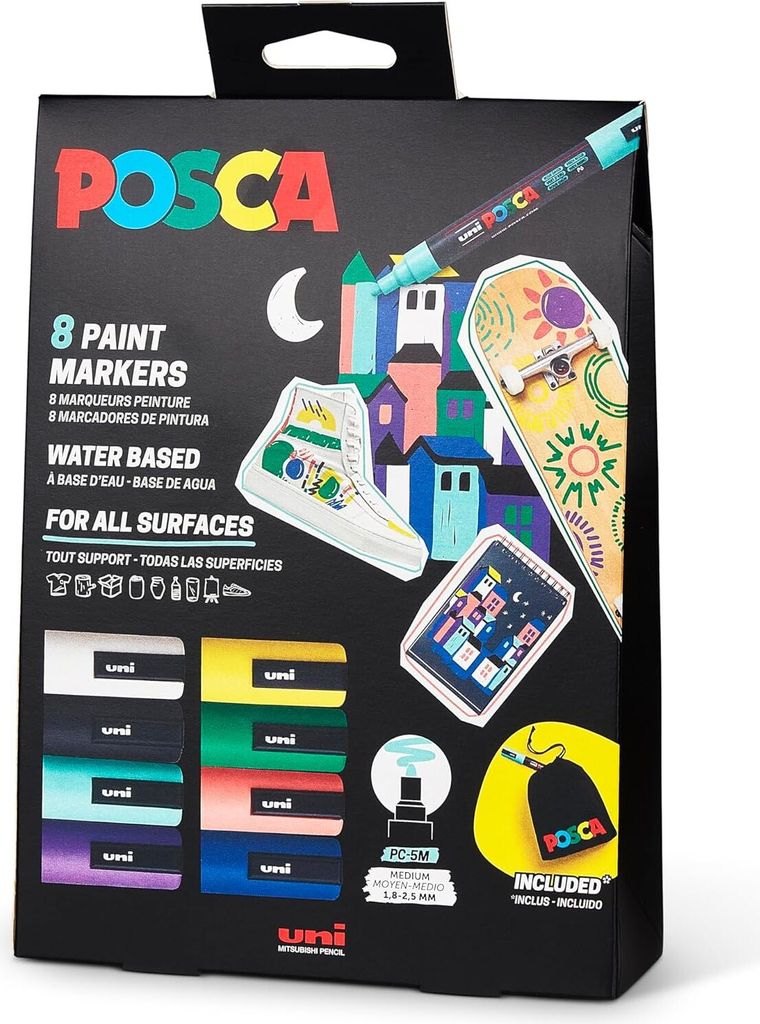 Marcatore UNI POSCA PC-5M. 8 colori incl. sacchetto di tela Immagine del prodotto 