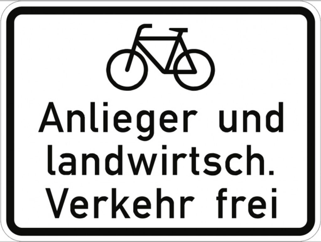Verkehrsschild VZ2212, Fahrräder Anlieger und landwirtsch. Verkehr frei, Alu,...