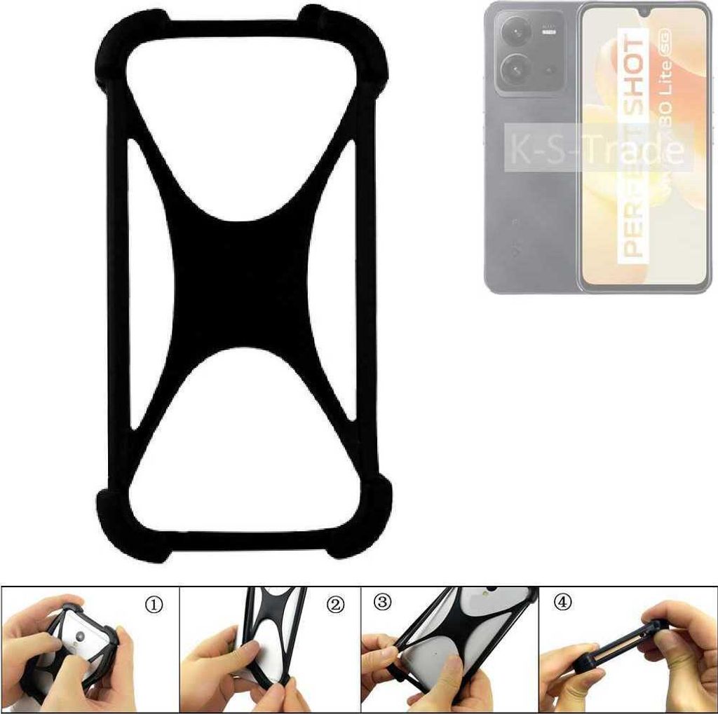 K-S-Trade Handy-Hülle Schutz-Hülle kompatibel mit Vivo X80 Lite Silikon Bumper TPU Softcase Smartphone Stoßschutz, schwarz
