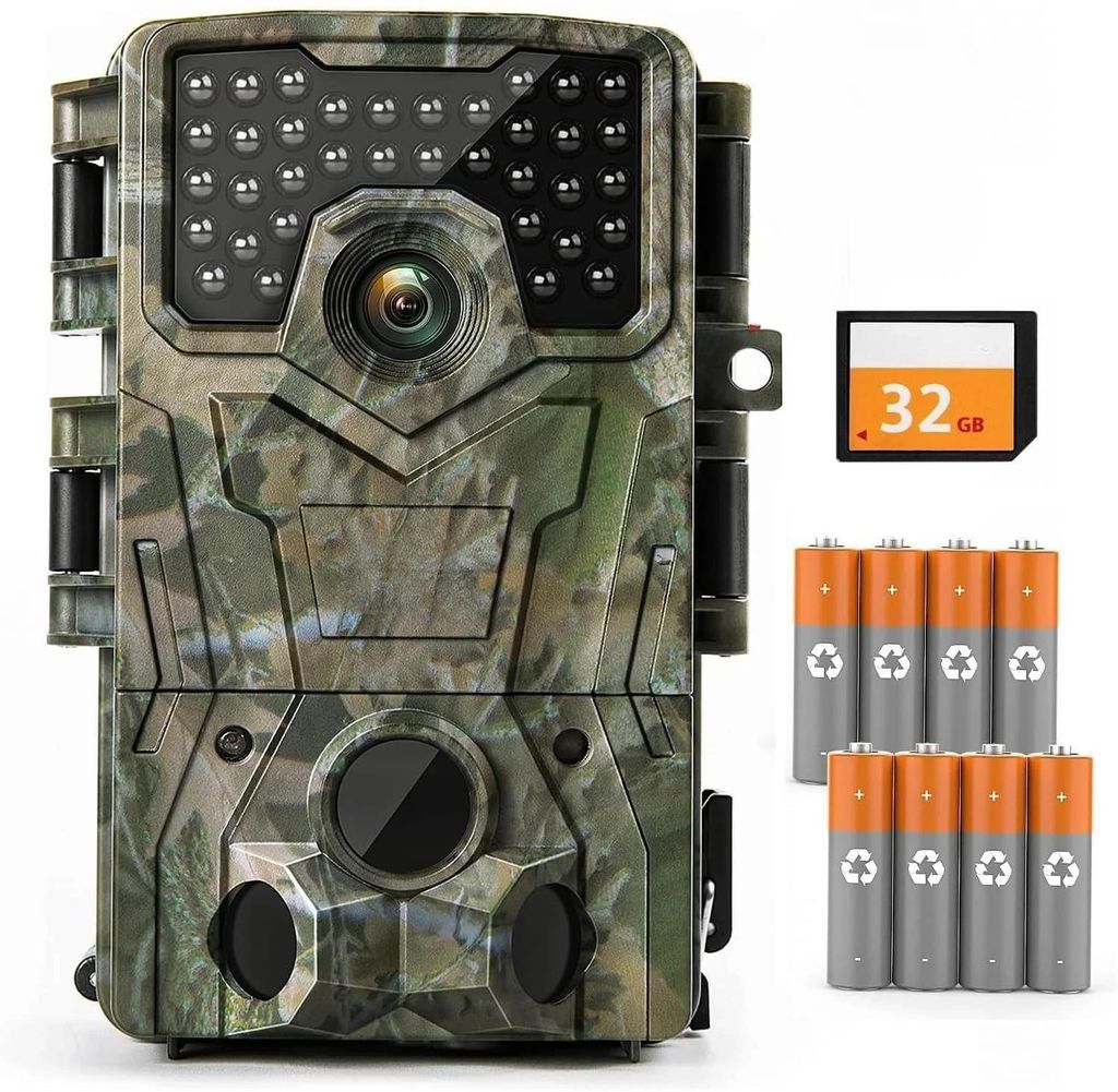 4K 48MP Wildkamera mit 32GB Karte & 8 Batterien,Wildkamera Produktbild 