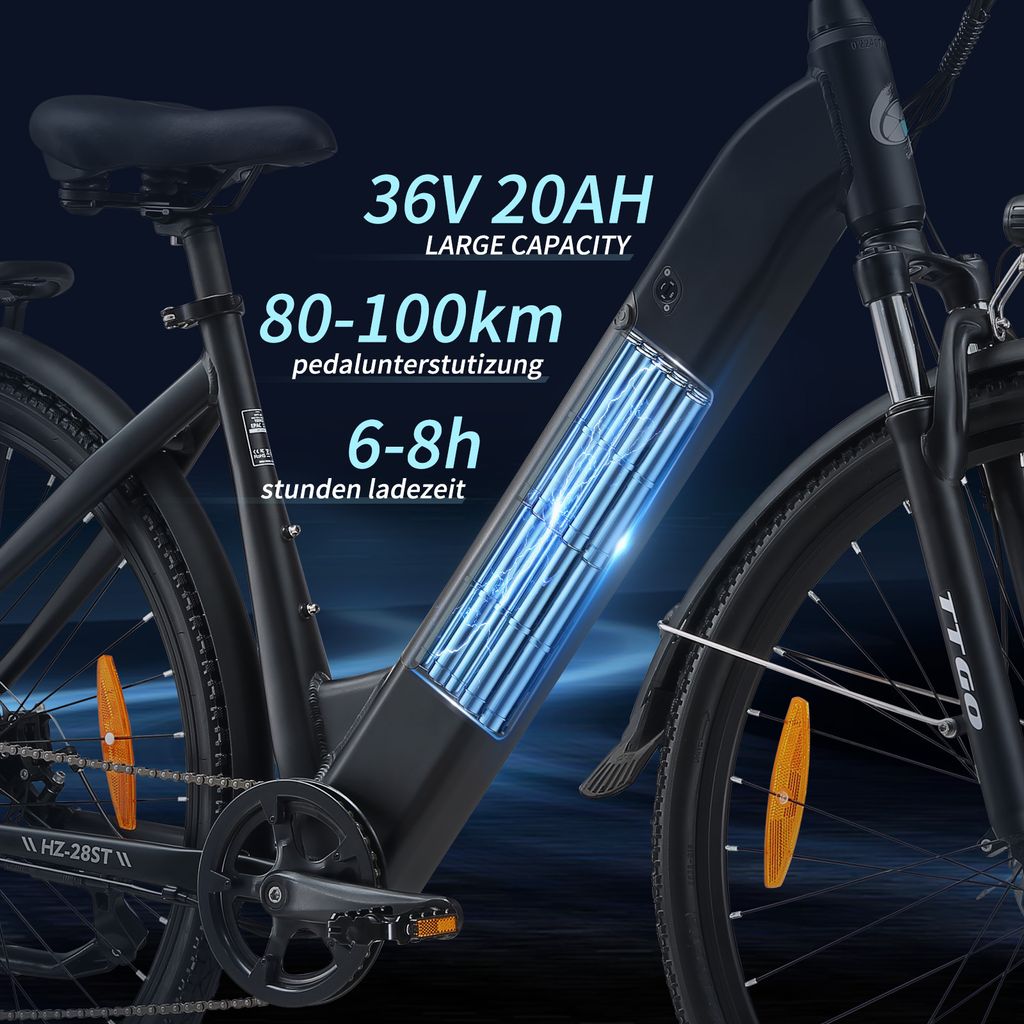 20AH LCD E-Bike für Damen Herren, 28 Zoll Elektrofahrrad Produktbild 8