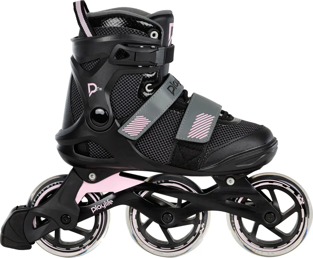 Rollers en Ligne Fitness 110mm Playlife GT pour Femme Noir Rose T39