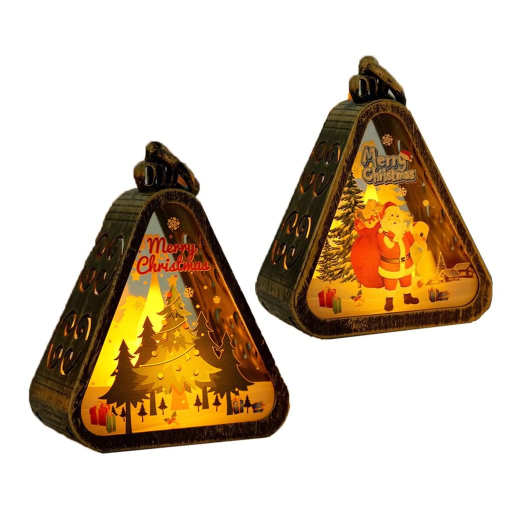 Retro-Weihnachtslaternen mit LED-Kerzen, 2 pcs wetterfest, dekorativ für Kinderzimmer, Party, Kamin oder als festliches Geschenk