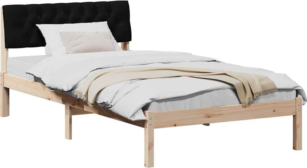 Bettgestell Braun und Schwarz 100 x 200 cm Massivholz Kiefer