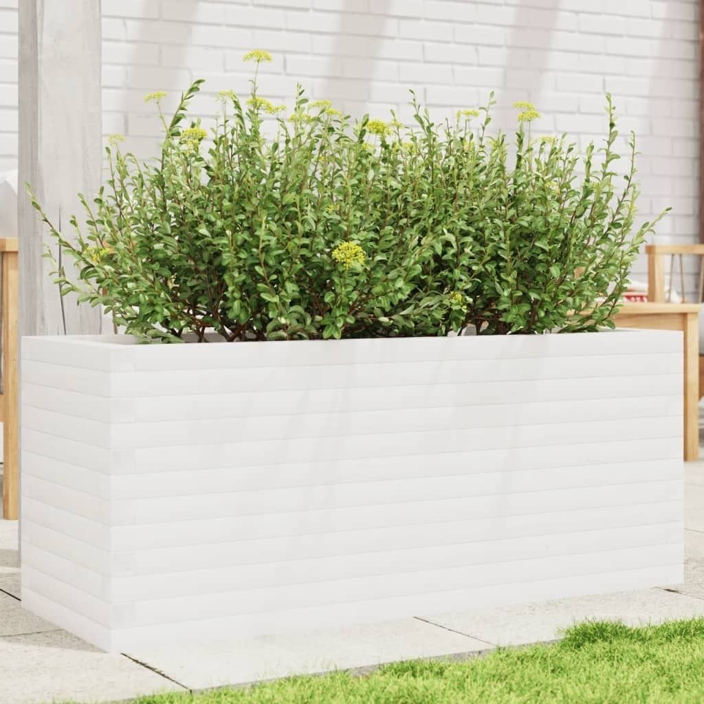 HOMMIE Pflanztopf/Blumenkübel Moderne - Pflanzkübel - Blumentopf Weiß 110x40x45,5cm Massivholz Kiefer Promotion857342 - Beete