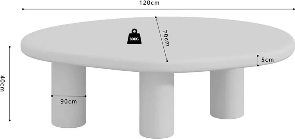 Table basse de salon forme organique Tavares écru pour intérieur zen