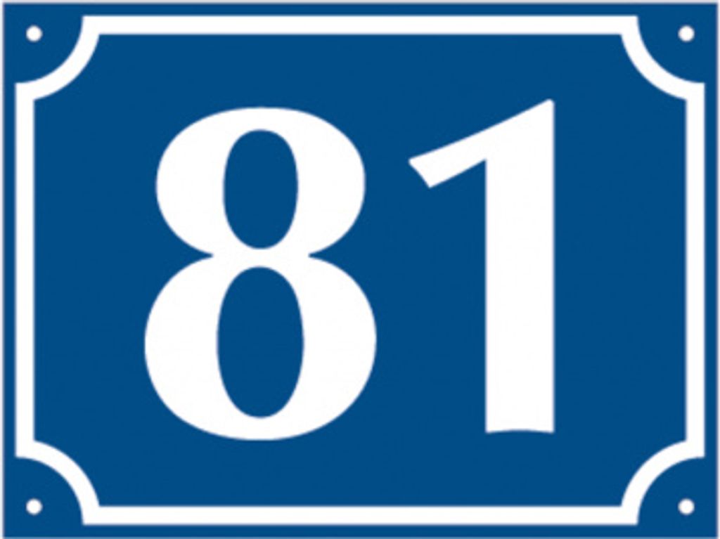 Dreifke Hausnummer, Aluminium geprägt, zweistellig (Nr. 10-99), blau/weiß, 1...