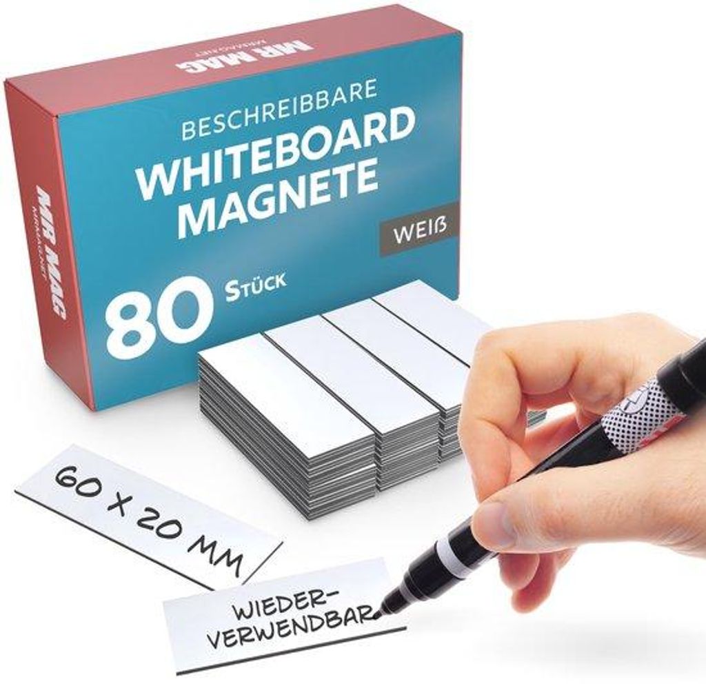 Weisse Magneten 60x20mm beschreibbar