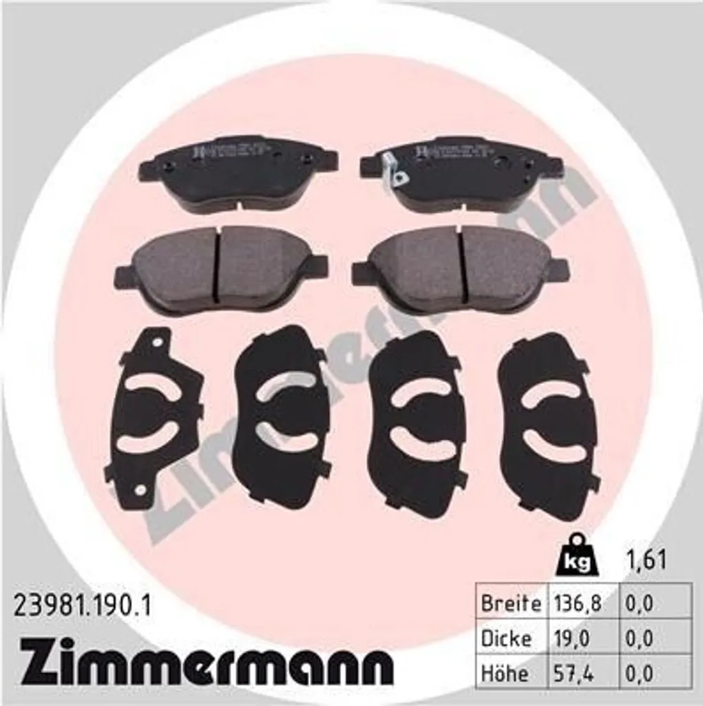 Plaquettes de Frein Zimmermann 23981.190.1 pour Entretien Corsa D