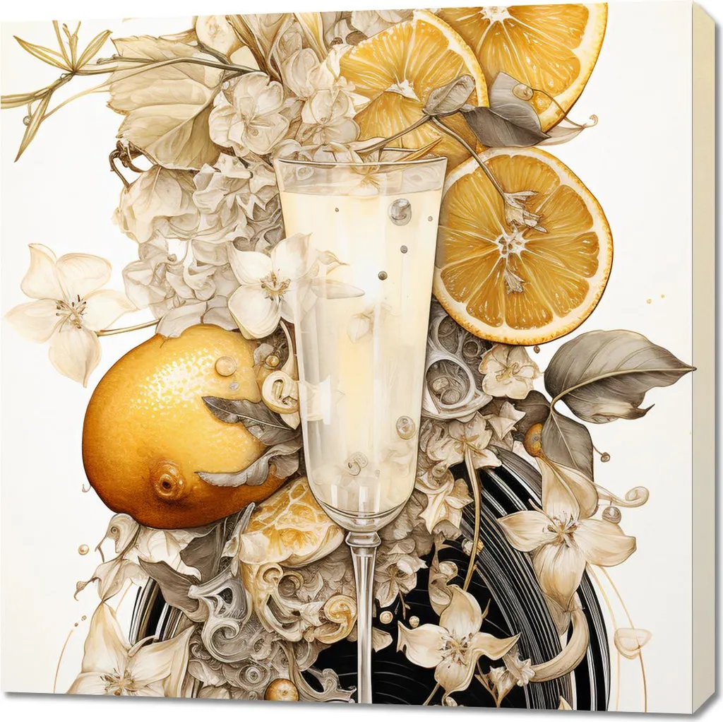 Tableau 90 x 90 cm Essence d'agrumes - Toile Carrée Décorative Nature