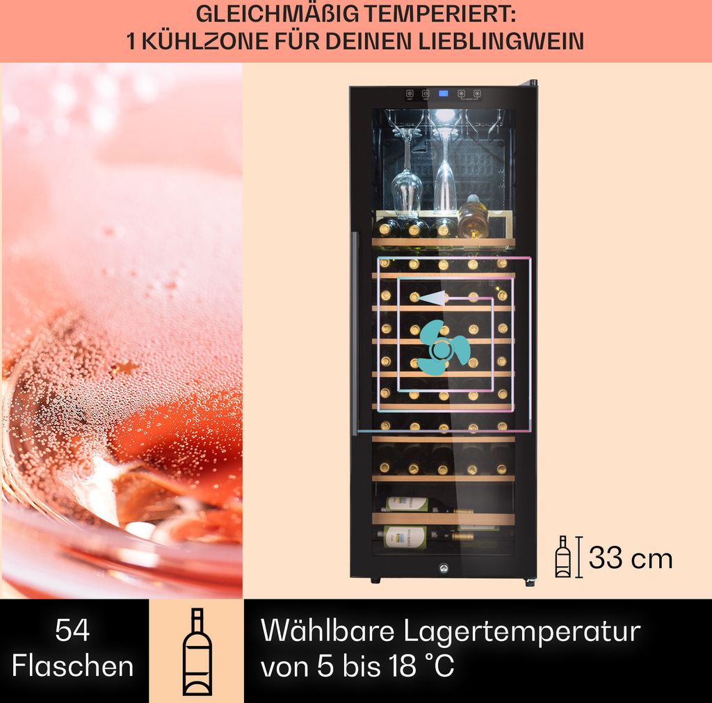 Klarstein Weinkühlschrank, Getränkekühlschrank Schmal, 1 Produktbild 3