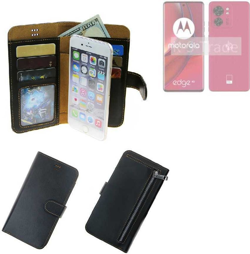 K-S-Trade Schutz Hülle kompatibel mit Motorola Edge 40 Klapphülle Case Phone cover Slim Handytasche Handy Hülle schwarz aus Kunstleder (1 Stk)