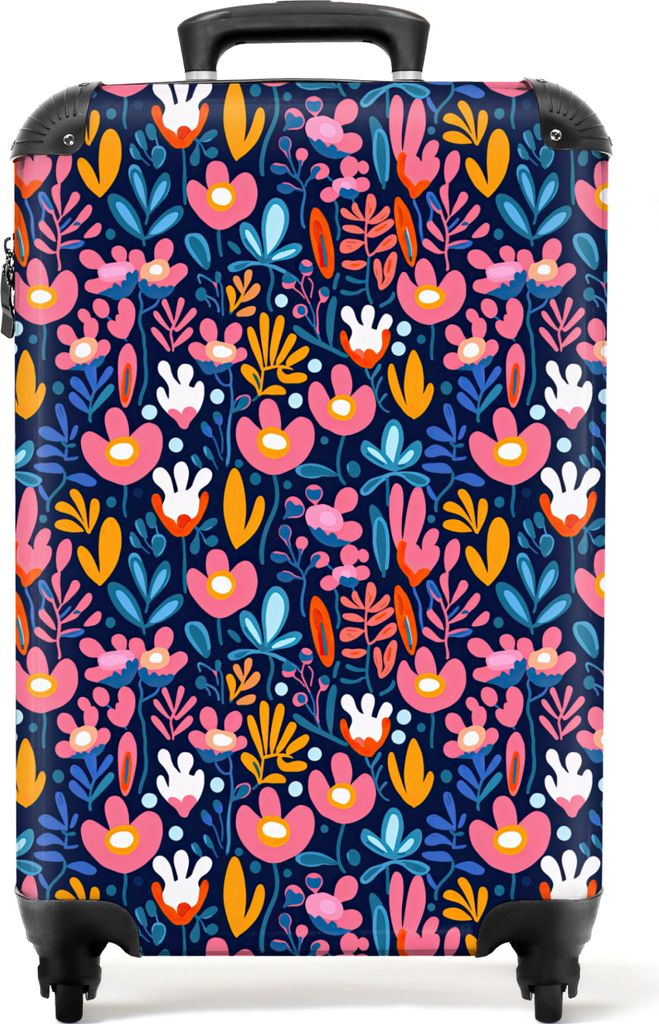 NoBoringSuitcases.com Koffer Handgepäck Trolley Rollkoffer Kleine Reisekoffer mit 4 Rollen - Blumen - Pflanzen - Muster - Botanisch - Cabin Size...