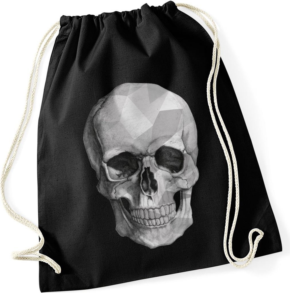 Turnbeutel Totenkopf Camouflage Camo Skull Tarnmuster Schädel Hipster Beutel schwarz-polygon-camo