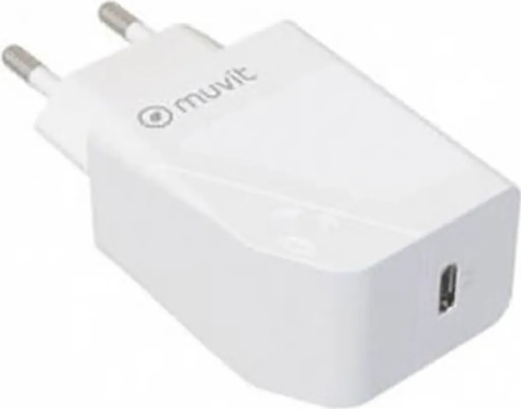 Chargeur secteur 20W USB-C alimentation blanche par Muvit pour iPhone