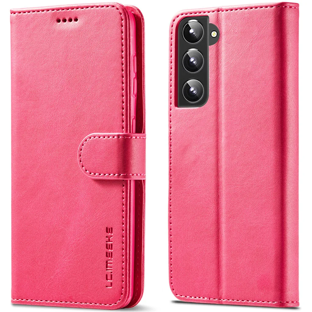 Custodia Protettiva Samsung S22+ 5G Rosa - Flip Case in Pelle PU