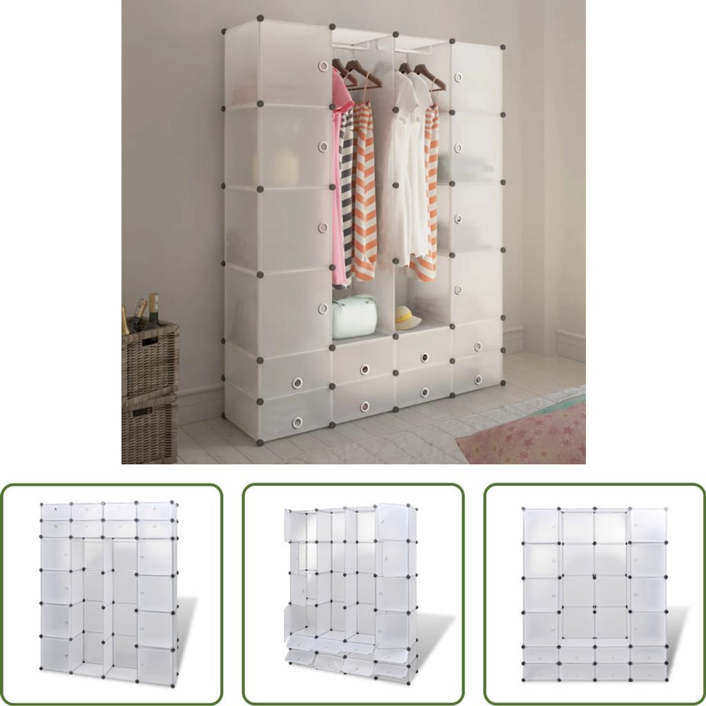 The Living Store Modularer Schrank mit 18 Fächern Weiß 37x146x180,5 cm