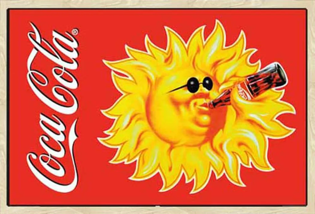 Coca Cola Poster Vintage Sun con Cornice Shinsuke Maxi Rovere e Acrilico