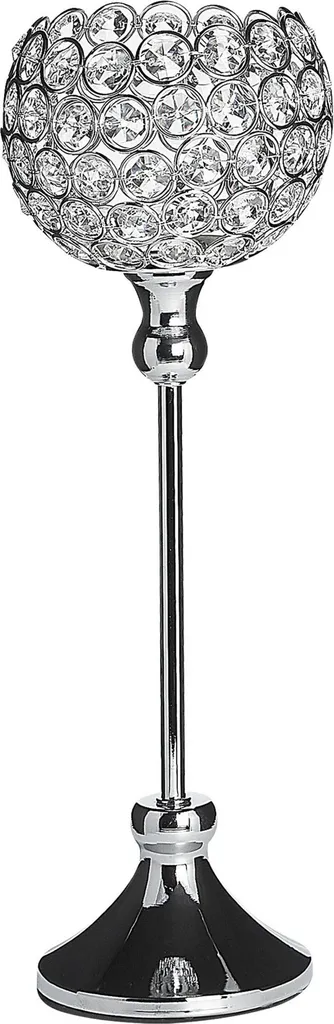Bougeoir Argenté 27 cm : Sublimateur de Lumière avec Cristaux de Verre