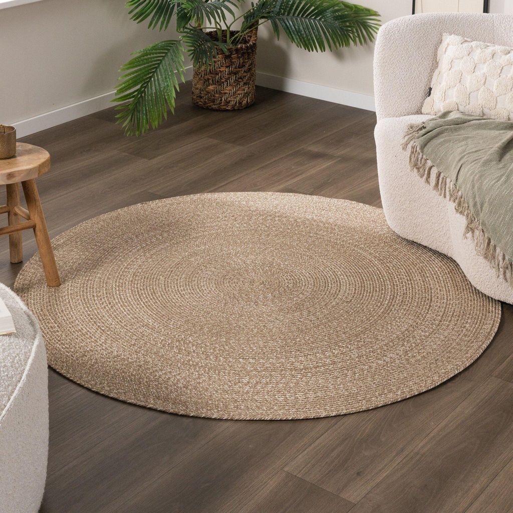 Outdoor Jute Teppich Rund - Bali Braun - Ø 120 cm - Wohnzimmer, Esszimmer, Balkon, Garten, Terrasse - FRAAI | Home & Living - Boho, Ländlich