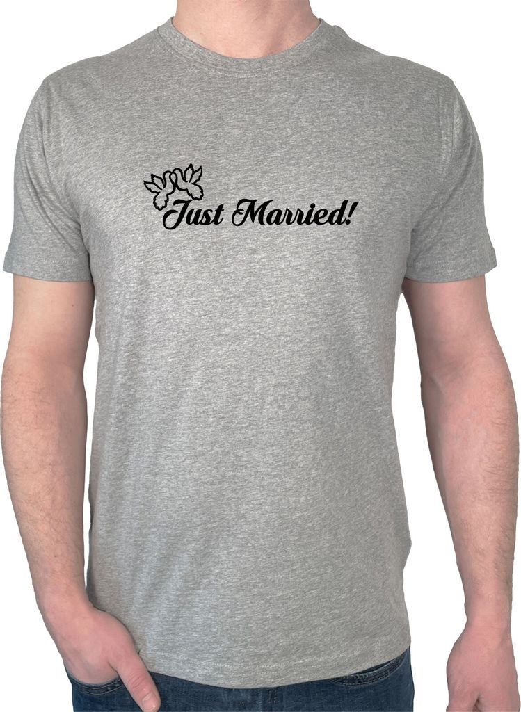 Huuraa Herren T-Shirt Just Married Tauben S Sport Grey Bio Baumwolle Fairtrade Herrenshirt Geschenkidee