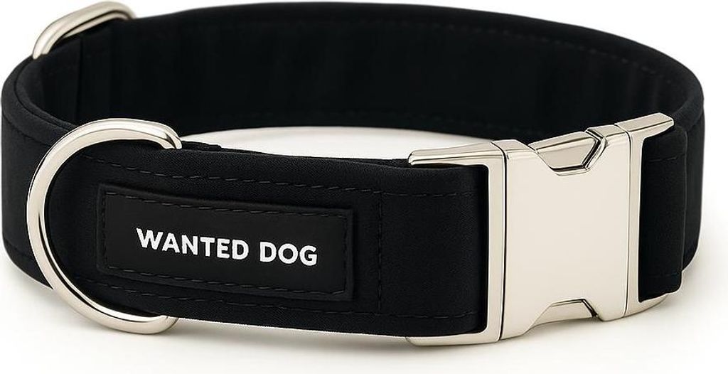 WANTED DOG Hundehalsband - schwarz Größe: M 30CM, Schnalle Typ: Metall