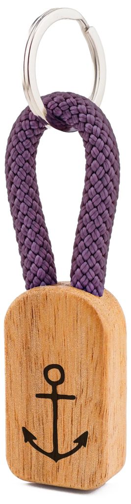 GIPFELWELLE Handgemachter Holz Schlüsselanhänger Kette Ring Paracord mit Gravur, 6 mm Segeltau, Damen Herren, Anker, Malve