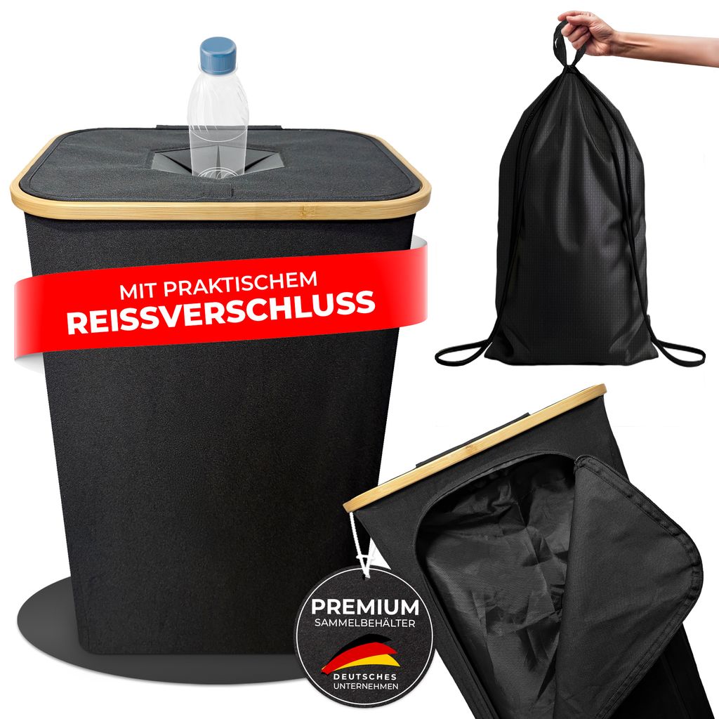 Pfandflaschen Sammelbehälter | Flaschen Organizer mit integrierten Reißverschluss Flaschensammler 110 Liter | Recycling Aufbewahrung für Leergut...