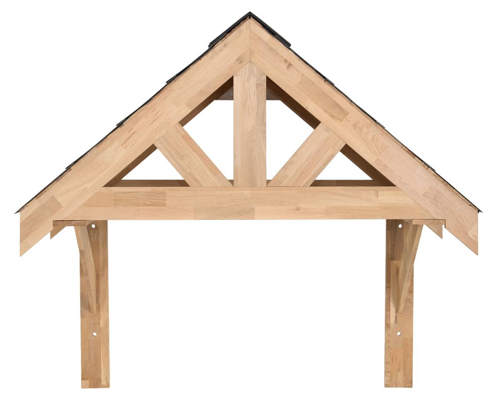 Tettoia in legno di quercia, copertura per porta a timpano, Immagine del prodotto 