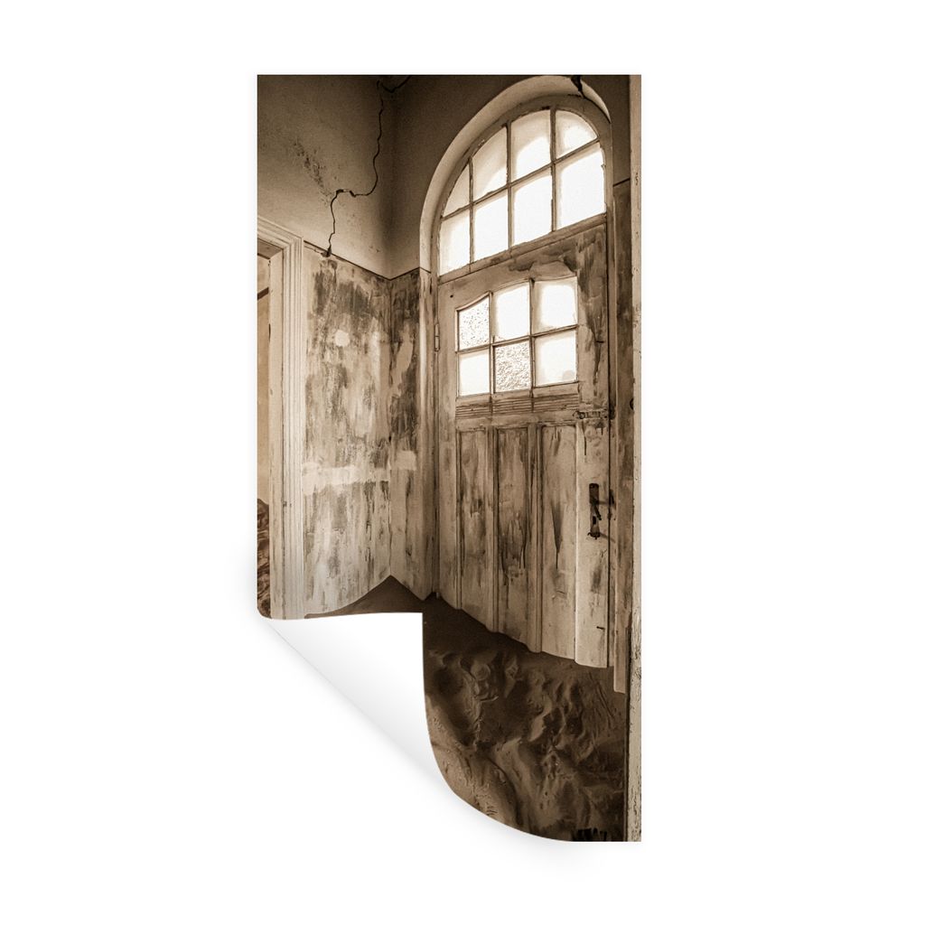 MuchoWow Wandtattoo Wandsticker Wandaufkleber Haus - Sand - Tür - Architektur 20x40 cm Selbstklebend und Repositionierbar - Selbstklebend - Foto...