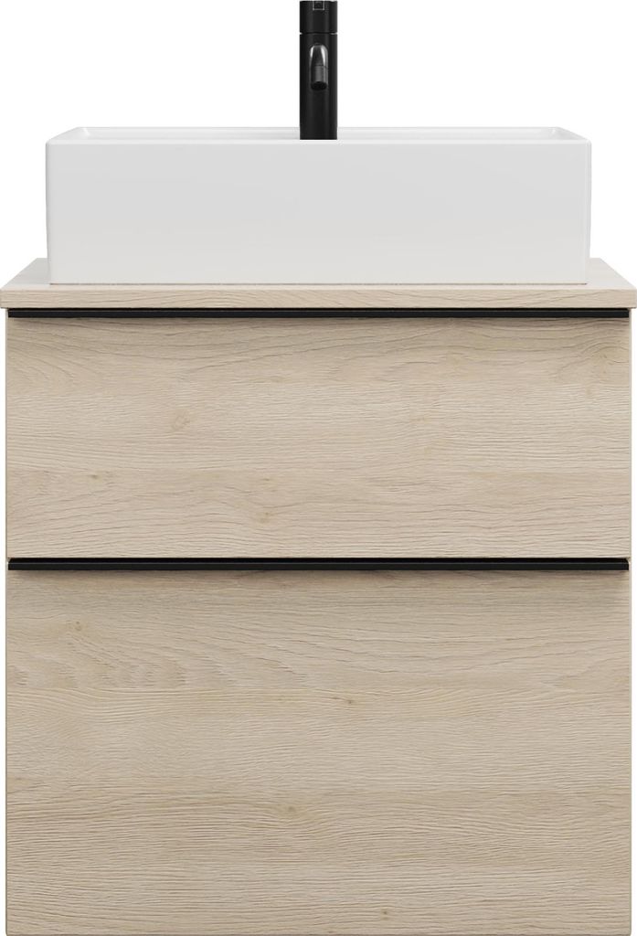 burgbad Eqio Waschtischunterschrank inklusive Konsolenplatte, Ausschnitt mittig, 2 Schubladen, Breite 600mm, WXXH060F3180G0252