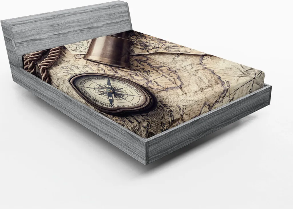 Grand drap-housse 180x200 cm imprimé vintage maritime pour lit double