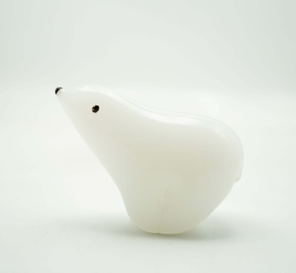 Glasfigur Bär Höhe ca. 7,5cm/Länge ca. 12cm Weiß Handarbeit