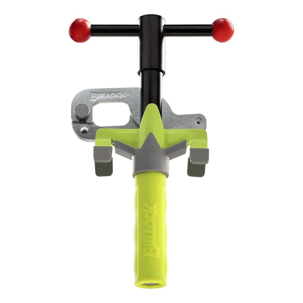 A product shot of a car steering wheel lock.