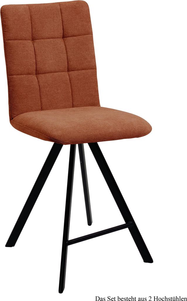Thekenstuhl (2er-Set) Delcina 47x108x60 Schwarz/Cognac
