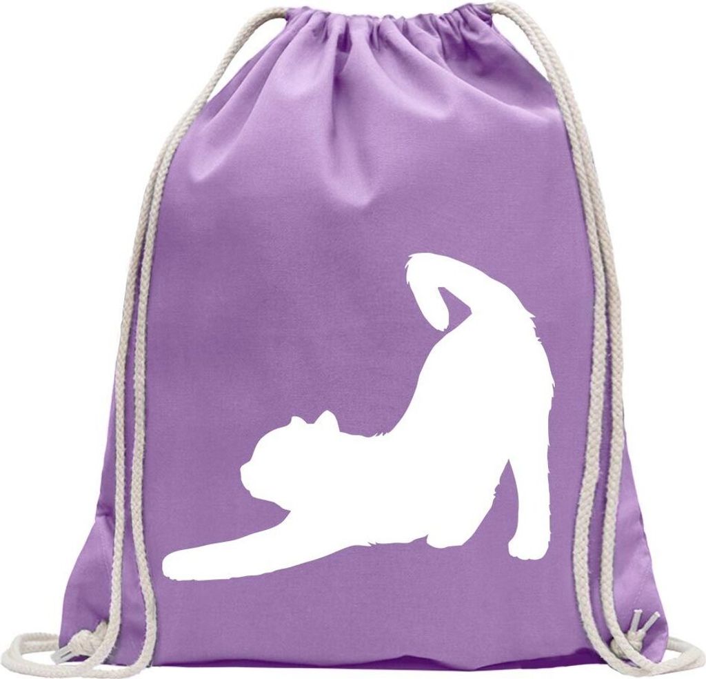 Kiwistar - Turnbeutel - lavendel - Hauskatze Haustier - Fun Rucksack Sport Beutel Gymsack Baumwolle mit Ziehgurt