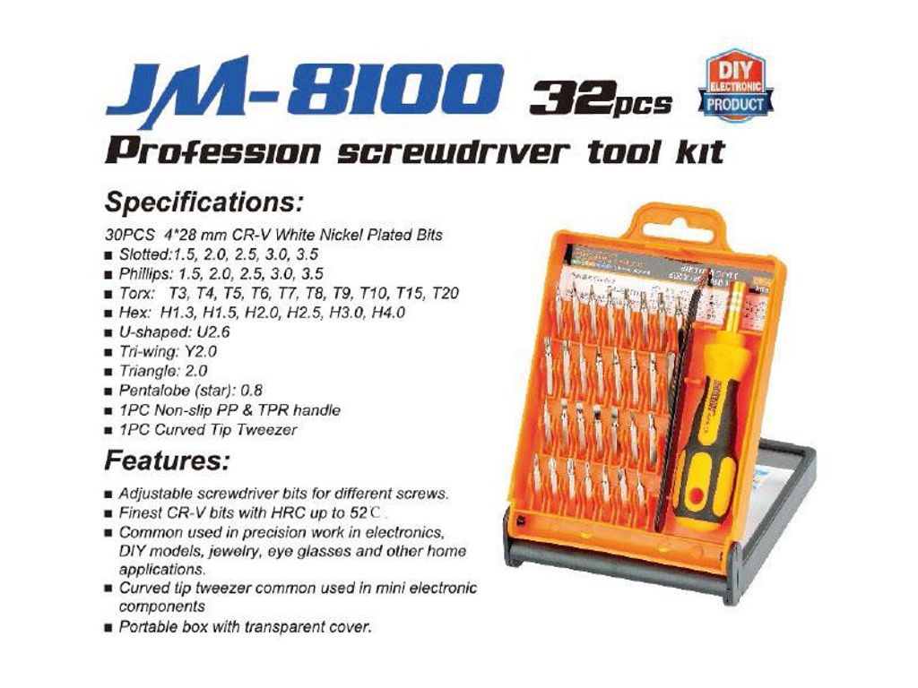 Jakemy JM-8100 Schraubendreher & Torx Set (32 Teile)