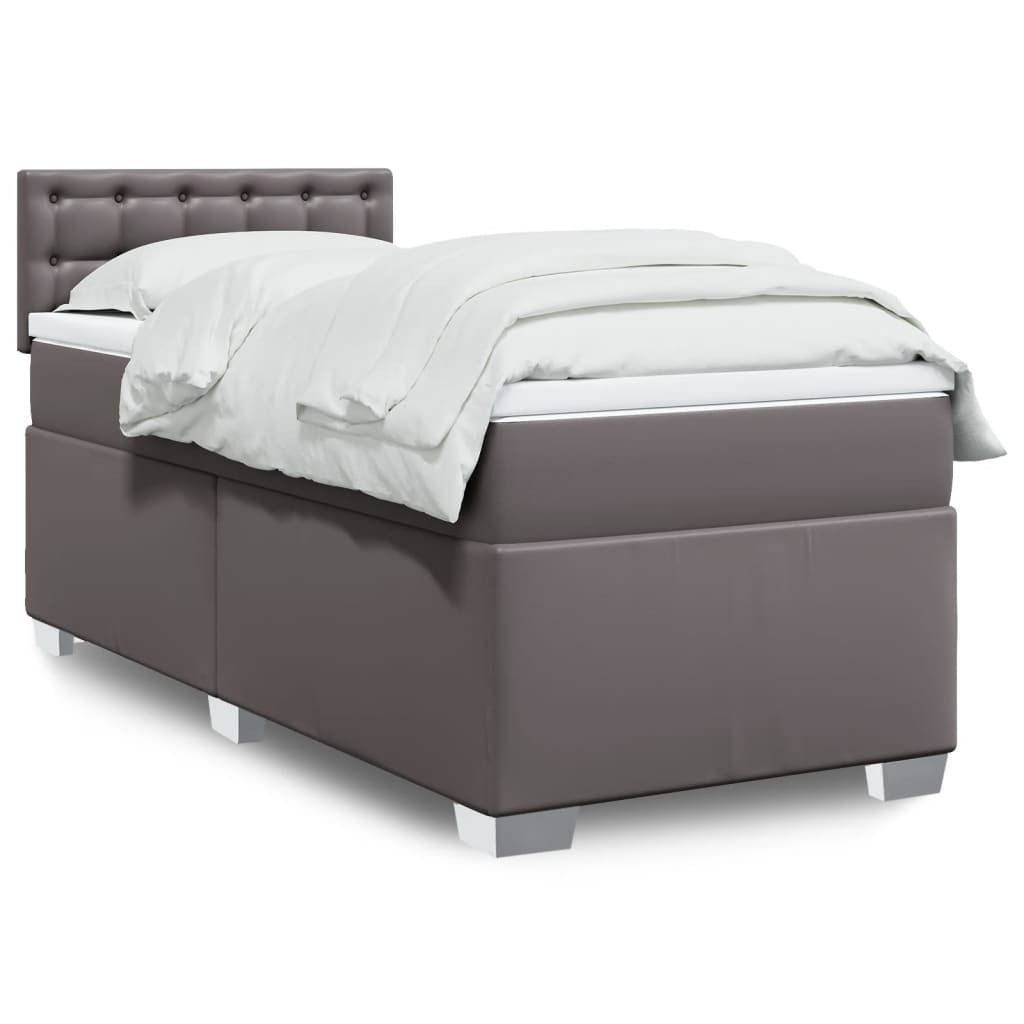 Stabli Möbel Bettrahmen inkl. Lattenrost - Boxspringbett mit Matratze Grau 80x200 cm Kunstleder - Klassische Betten CC5412885 6parcel
